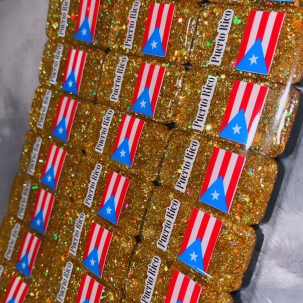 Puerto Rico Flag Glitter Coasters